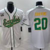 Men’s Philadelphia Eagles #20 Brian Dawkins White Gold With C Patch Cool Base Stitched Baseball Jersey