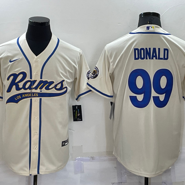 Men’s Los Angeles Rams #99 Aaron Donald Cream Stitched Cool Base Nike Baseball Jersey