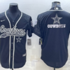 Men’s Dallas Cowboys Black Reflective Team Big Logo With Patch Cool Base Stitched Baseball Jersey