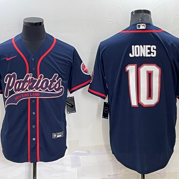 Men’s New England Patriots #10 Mac Jones Navy Blue Stitched MLB Cool Base Nike Baseball Jersey
