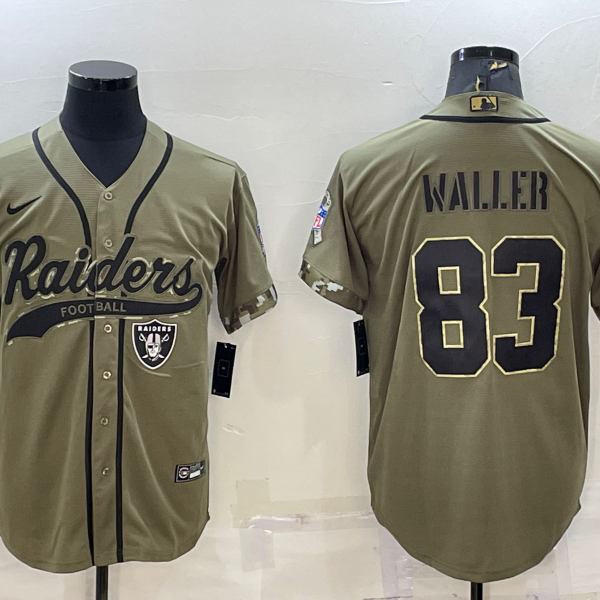 Men’s Las Vegas Raiders #83 Darren Waller 2022 Olive Salute to Service Cool Base Stitched Baseball Jersey