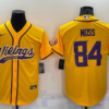 Men’s Minnesota Vikings #84 Randy Moss Yellow With Patch Cool Base Stitched Baseball Jersey
