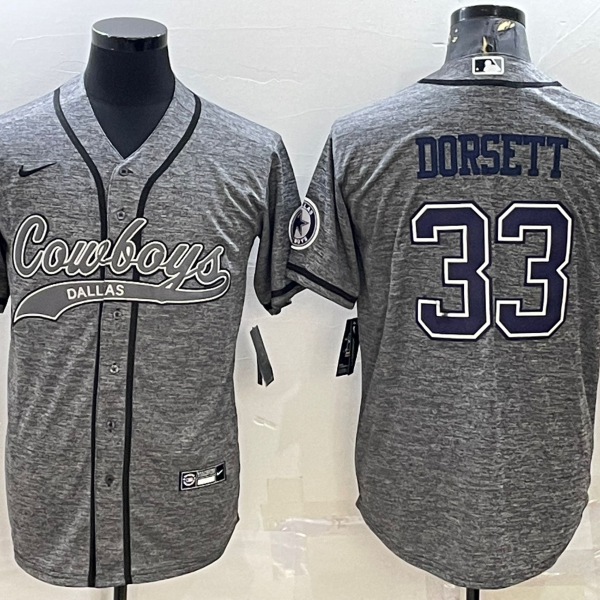 Men’s Dallas Cowboys #33 Tony Dorsett Grey Gridiron With Patch Cool Base Stitched Baseball Jersey