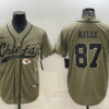 Men’s Kansas City Chiefs #87 Travis Kelce 2022 Olive Salute to Service Cool Base Stitched Baseball Jersey