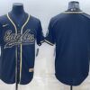Men’s Philadelphia Eagles Blank Black Gold With Patch Cool Base Stitched Baseball Jersey