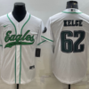 Men’s Philadelphia Eagles #62 Jason Kelce White With Patch Cool Base Stitched Baseball Jersey