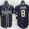 Mens Las Vegas Raiders #8 Josh Jacobs Black Cool Base Stitched Baseball Jersey