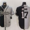 Men’s Las Vegas Raiders #17 Davante Adams Grey Black Split Cool Base Stitched Baseball Jersey