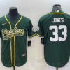 Men’s Green Bay Packers #33 Aaron Jones Green With Patch Cool Base Stitched Baseball Jersey