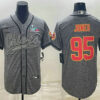 Men’s Kansas City Chiefs #95 Chris Jones Grey With Super Bowl LVII Patch Cool Base Stitched Baseball Jersey