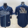 Men’s Tennessee Titans Navy Blue Team Big Logo With Patch Cool Base Stitched Baseball Jersey