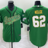 Men’s Philadelphia Eagles #62 Jason Kelce Green Gold Cool Base Stitched Baseball Jersey