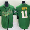 Men’s Philadelphia Eagles #11 A. J. Brown Green Gold Cool Base Baseball Stitched Jersey