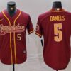 Men’s Washington Commanders #5 Jayden Daniels Burgundy With Patch Cool Base Stitched Baseball Jerseys