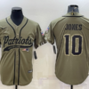Men’s New England Patriots #10 Mac Jones Olive 2022 Salute to Service Cool Base Stitched Baseball Jersey