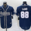 Men’s Dallas Cowboys #88 CeeDee Lamb Navy Cool Base Stitched Baseball Jersey