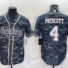 Men’s Dallas Cowboys #4 Dak Prescott Grey Camo With Patch Cool Base Stitched Baseball Jersey