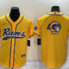 Men’s Los Angeles Rams Yellow Team Big Logo With Patch Cool Base Stitched Baseball Jersey