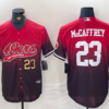 Men’s San Francisco 49ers #23 Christian McCaffrey Red Black With Patch Cool Base Baseball Stitched Jerseys