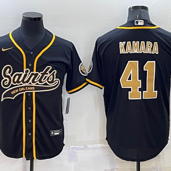 Men’s New Orleans Saints #41 Alvin Kamara Black Stitched MLB Cool Base Nike Baseball Jersey
