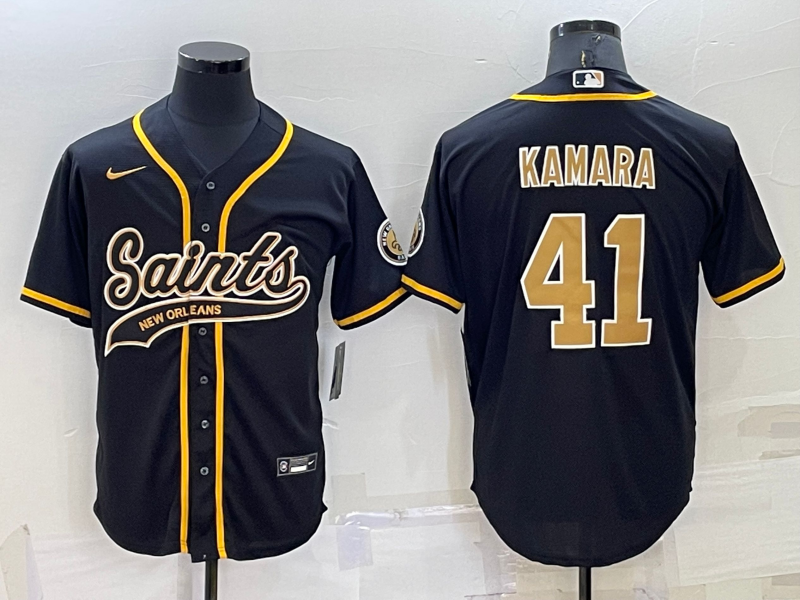 Men’s New Orleans Saints #41 Alvin Kamara Black Stitched MLB Cool Base Nike Baseball Jersey