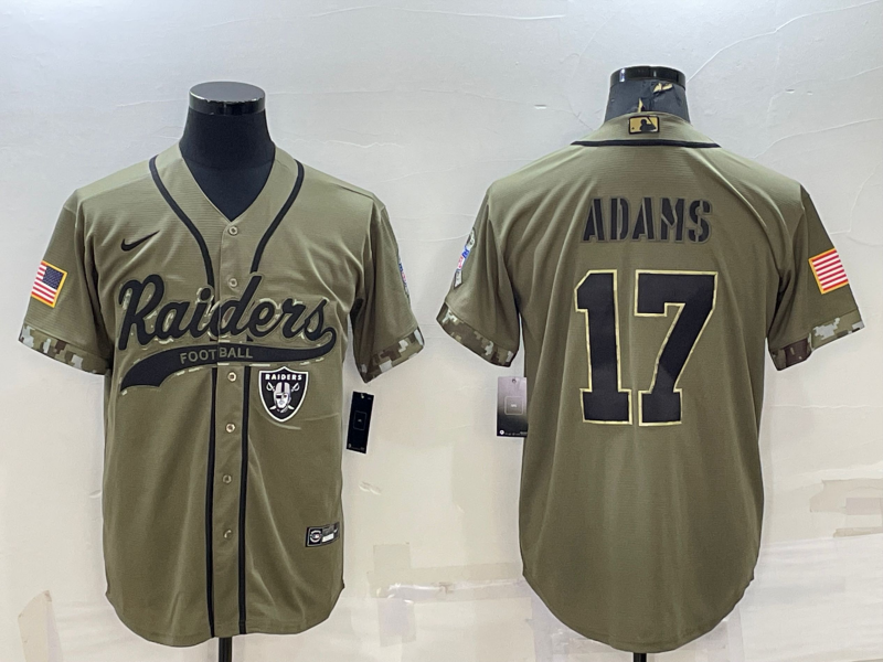 Men’s Las Vegas Raiders #17 Davante Adams 2022 Olive Salute to Service Cool Base Stitched Baseball Jersey