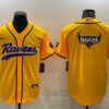 Men’s Baltimore Ravens Yellow Team Big Logo With Patch Cool Base Stitched Baseball Jersey
