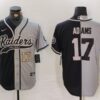 Men’s Las Vegas Raiders #17 Davante Adams Number Grey Black Split Cool Base Stitched Baseball Jersey