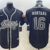 Men’s San Francisco 49ers #16 Joe Montana Black Reflective With Patch Cool Base Stitched Baseball Jersey