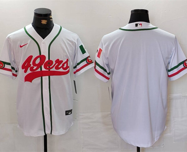 Men’s San Francisco 49ers Blank White With Patch Cool Base Stitched Baseball Jersey
