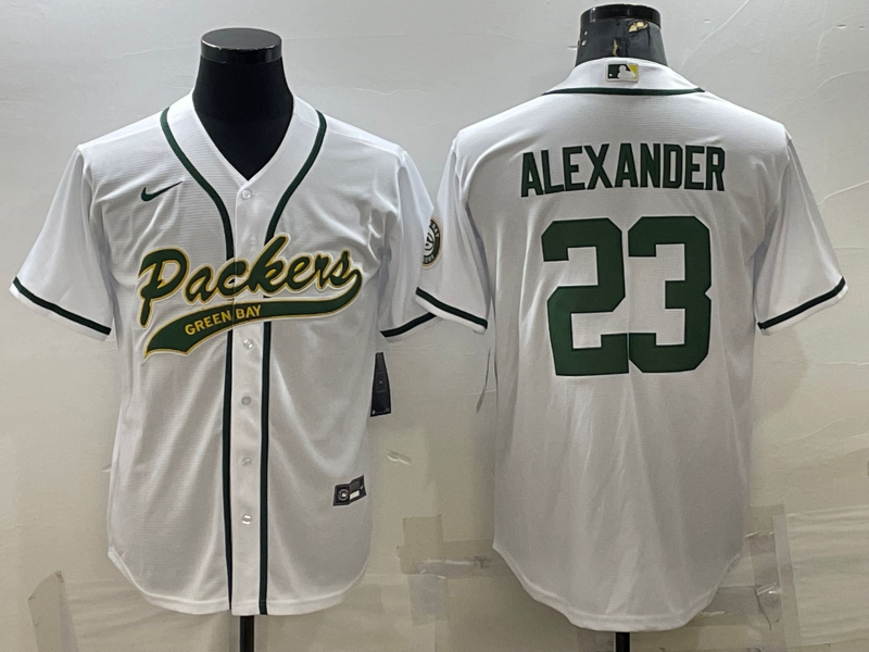 Men’s Green Bay Packers #23 Jaire Alexander White With Patch Cool Base Stitched Baseball Jersey