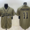Men’s Dallas Cowboys #11 Micah Parsons 2022 Olive Salute to Service Cool Base Stitched Baseball Jersey