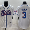 Men’s Buffalo Bills #3 Damar Hamlin White With Patch Cool Base Stitched Baseball Jersey