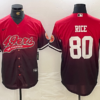 Men’s San Francisco 49ers #80 Jerry Rice Red Black With Patch Cool Base Stitched Baseball Jersey