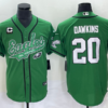 Men’s Philadelphia Eagles #20 Brian Dawkins Green C Patch Cool Base Stitched Baseball Jersey