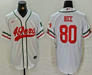 Men’s San Francisco 49ers #80 Jerry Rice White Mexico Cool Base Stitched Baseball Jersey
