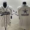 Men’s Dallas Cowboys White Team Big Logo With Patch Cool Base Stitched Baseball Jersey