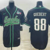 Men’s Philadelphia Eagles #88 Dallas Goedert Black With Super Bowl LVII Patch Cool Base Stitched Baseball Jersey