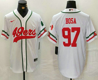 Men’s San Francisco 49ers #97 Nick Bosa White Mexico Cool Base Stitched Baseball Jersey