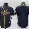 Men’s Green Bay Packers Blank Black Gold With Patch Cool Base Stitched Baseball Jersey