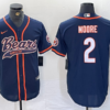 Men’s Chicago Bears #2 DJ Moore Navy BlueWith Patch Cool Base Stitched Baseball Jersey