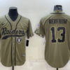 Men’s Las Vegas Raiders #13 Hunter Renfrow 2022 Olive Salute to Service Cool Base Stitched Baseball Jersey