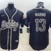 Men’s Miami Dolphins #13 Dan Marino Black Reflective With Patch Cool Base Stitched Baseball Jersey
