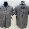 Men’s Dallas Cowboys #7 Trevon Diggs Grey Gridiron With Patch Cool Base Stitched Baseball Jersey
