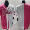Men’s Dallas Cowboys Blank Pink White Split Cool Base Stitched Baseball Jersey
