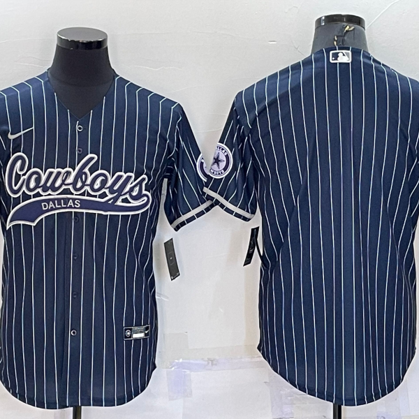 Men’s Dallas Cowboys Blank Navy With Patch Cool Base Stitched Baseball Jersey