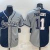 Men’s Dallas Cowboys #11 Micah Parsons Navy Blue Grey Two Tone With Patch Cool Base Stitched Baseball Jersey