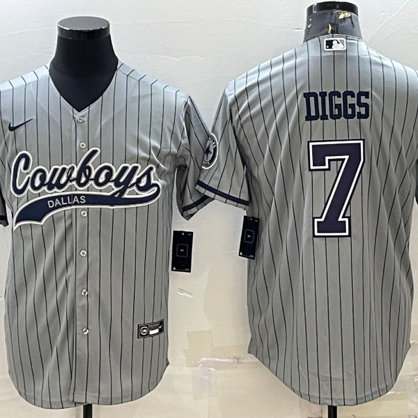 Men’s Dallas Cowboys #7 Trevon Diggs Grey With Patch Cool Base Stitched Baseball Jersey