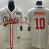 Men’s Kansas City Chiefs #10 Isiah Pacheco White With Super Bowl LVII Patch Cool Base Stitched Baseball Jersey