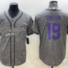 Men’s Minnesota Vikings #19 Adam Thielen Grey Gridiron With Patch Cool Base Stitched Baseball Jersey
